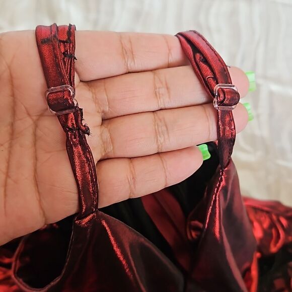 Halloween Metallic Twisted Front Spaghetti Straps Maxi Dress Small RubyRed - Picture 12 of 16
